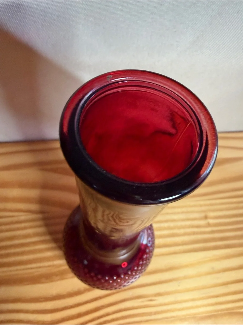 Vintage E.O. Brody Ruby Red Hobnail Glass Bud Vase USA 04